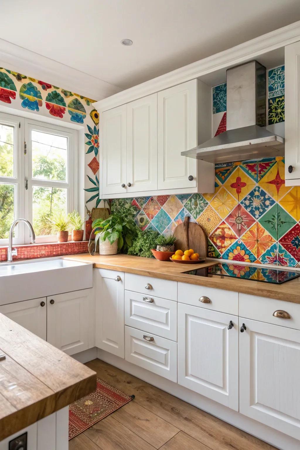 An unexpected splash of color that enlivens a kitchen space.