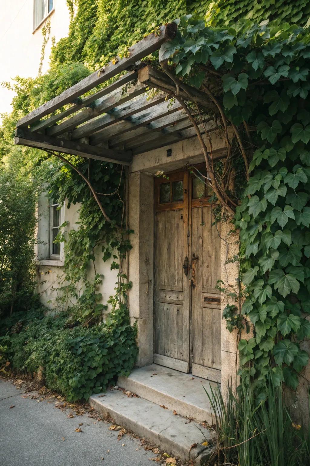 Foliage fashions a natural, tranquil entrance.