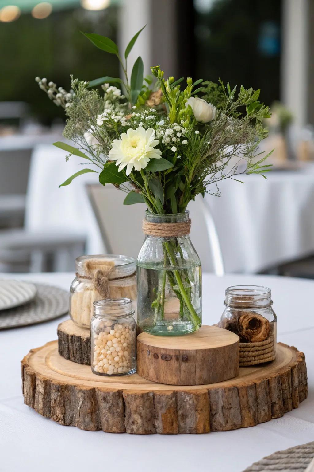 Eco-conscious centerpieces emphasizing thoughtful design.