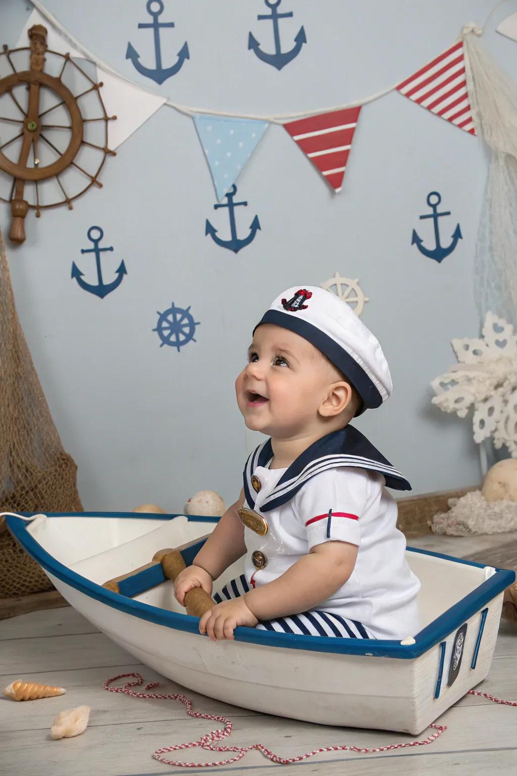 Nautical sailor costume for Halloween adventures.