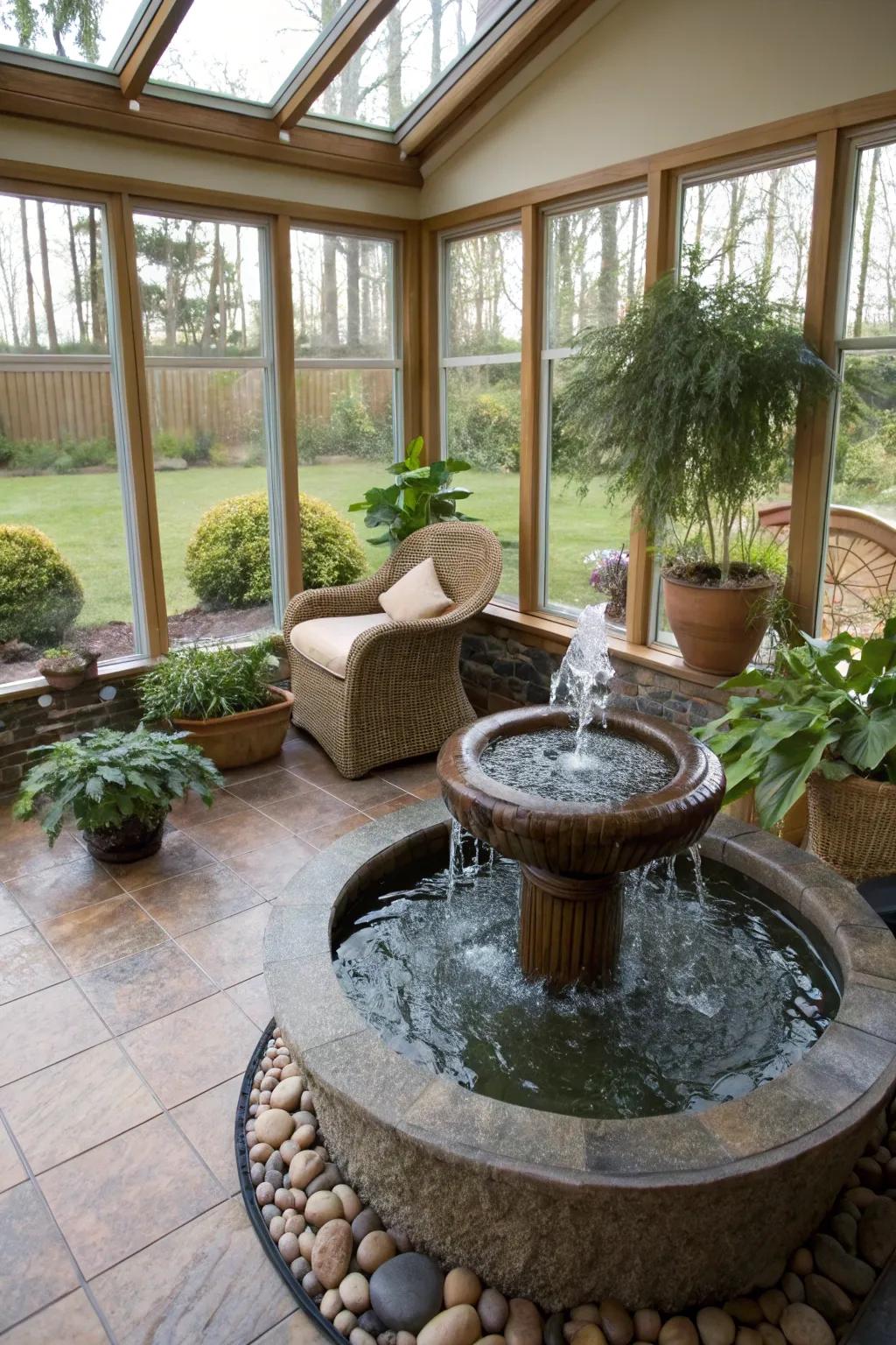 Water features add tranquility.