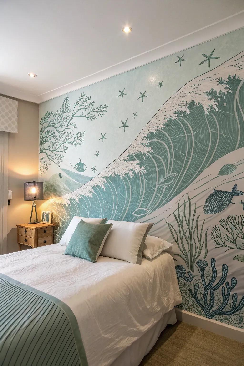 Create a tranquil escape with ocean-themed wallpaper.