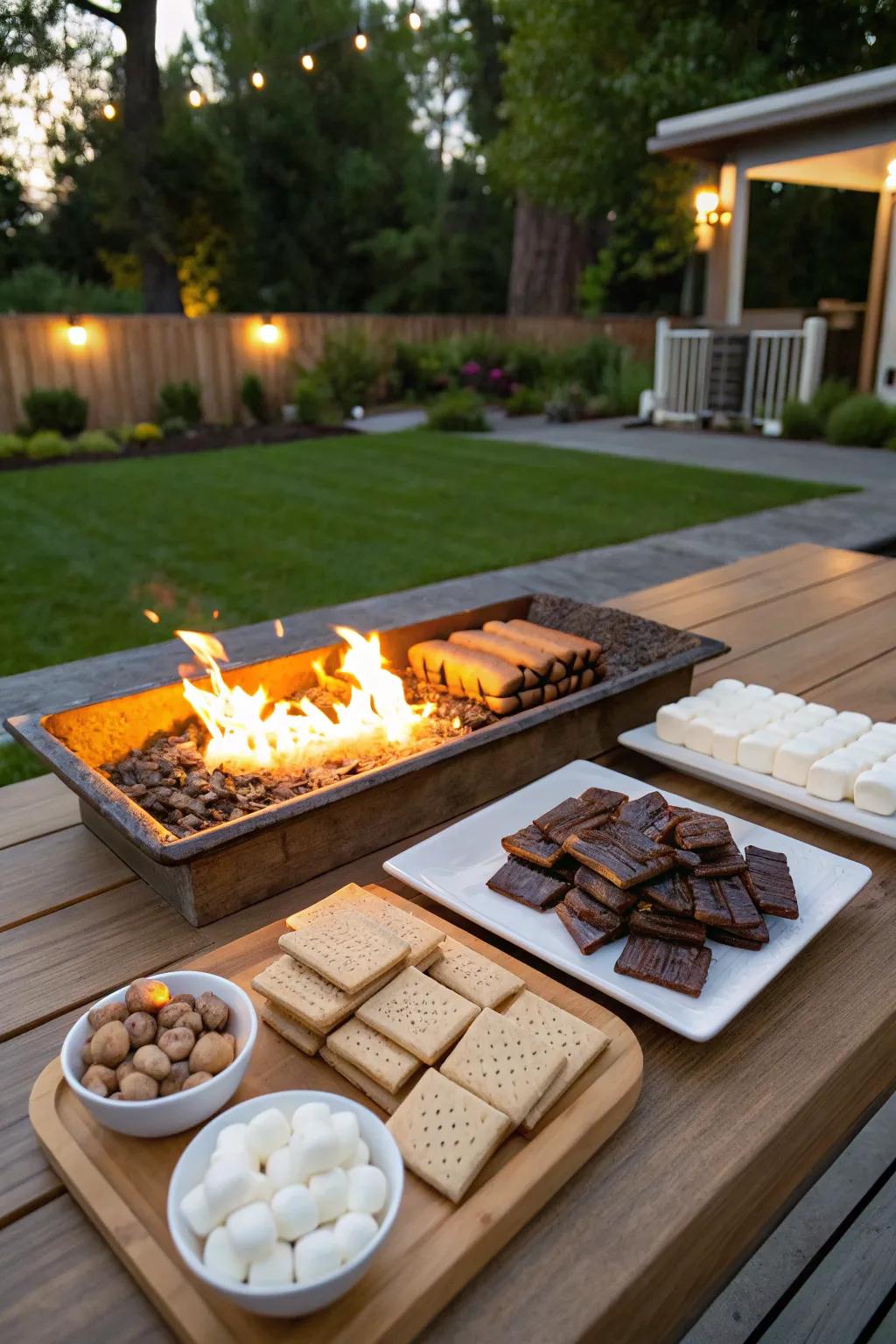 A marshmallow confectionery station imparts warmth and nostalgia to the celebration.