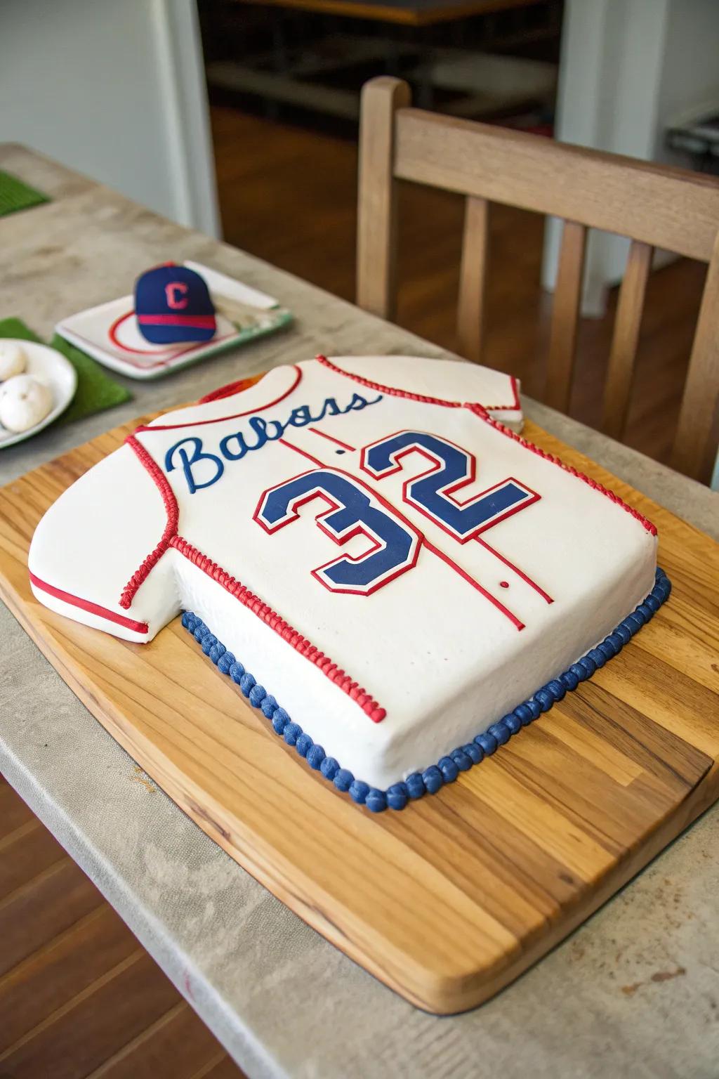 A baseball shirt cake that’s a personalized delight.