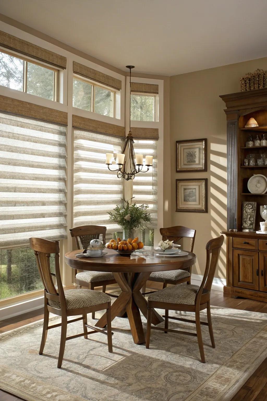 Layered blinds that add texture and depth to your space.