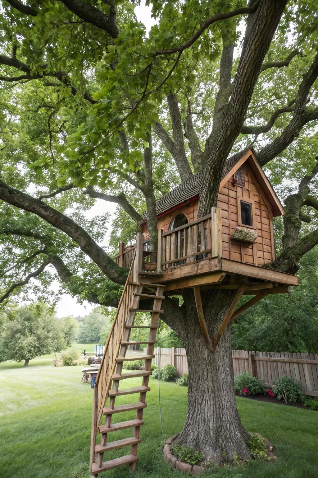 A treehouse brings a sense of adventure to your backyard.