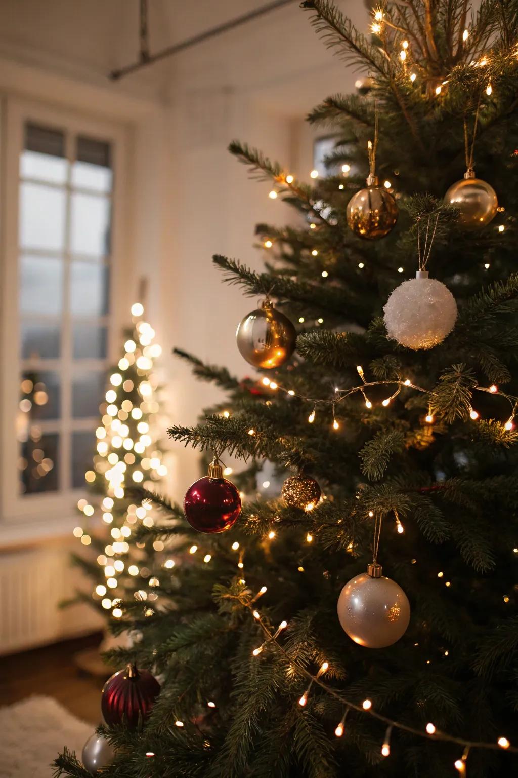 Strategic illumination enhances the tree's attributes.