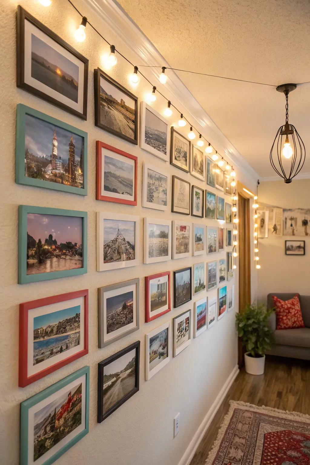 A photo collage wall showcasing treasured memories.