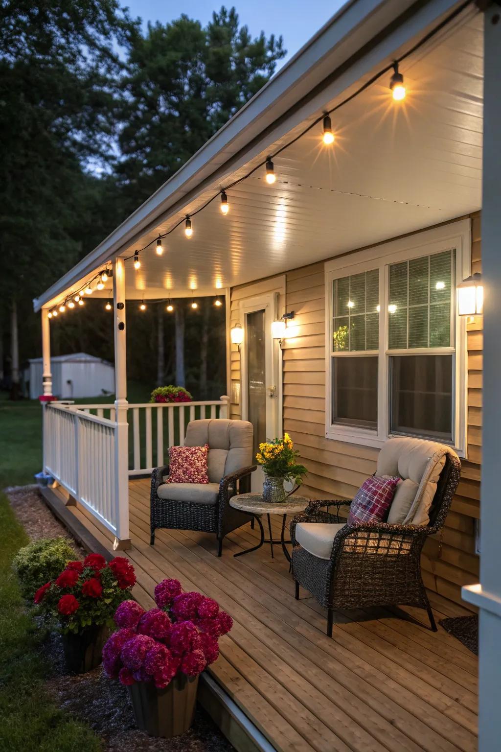 Smart lighting enhances both the functionality and beauty of your porch.