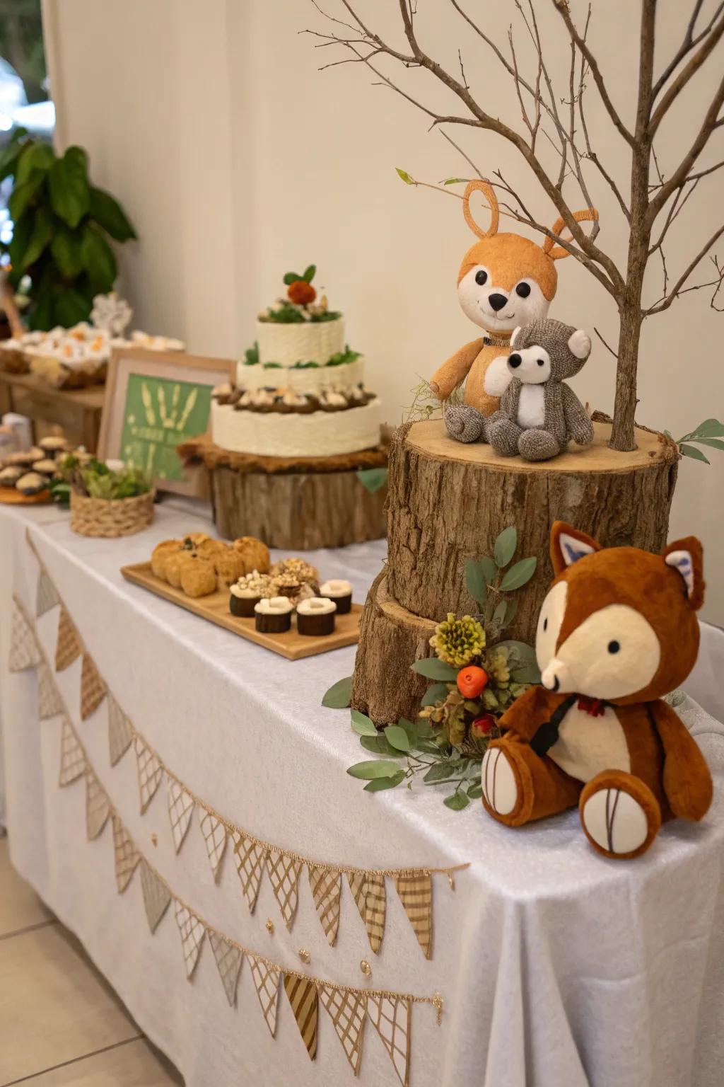 Woodland animals bring a playful and whimsical touch.