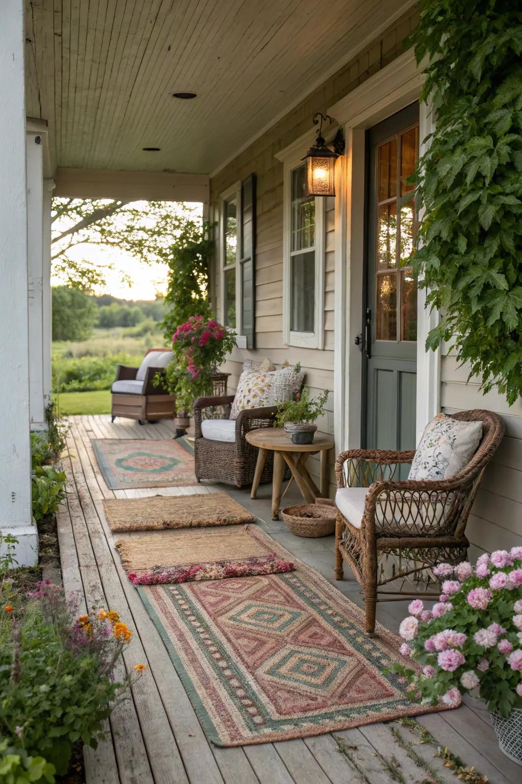 Layered rugs add texture and warmth.