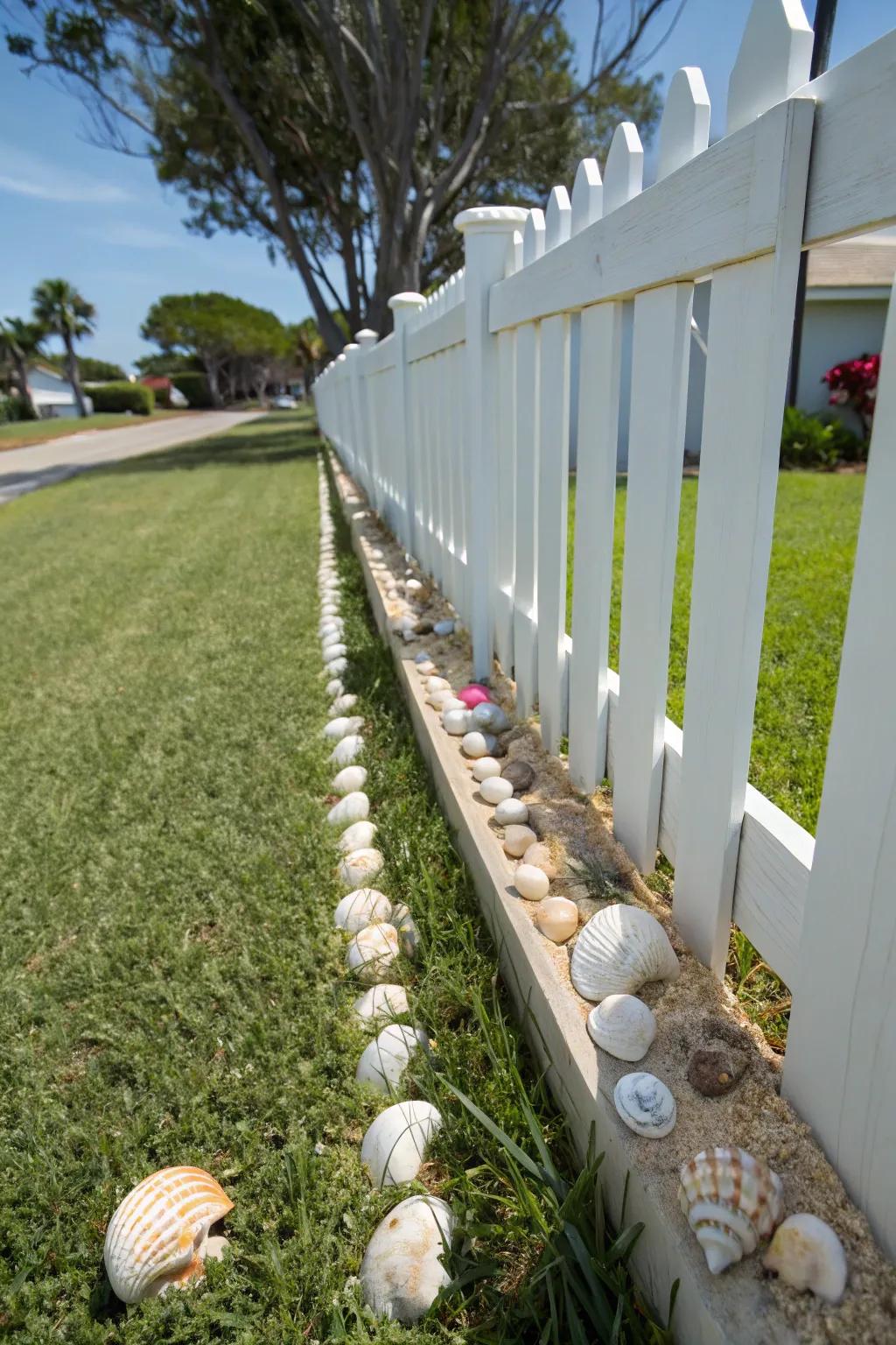 Seashell edging offers a fun and coastal twist to your fence.