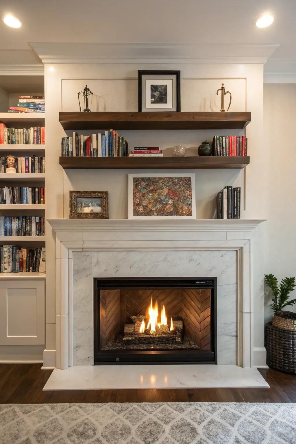 Maximize space with floating shelves.