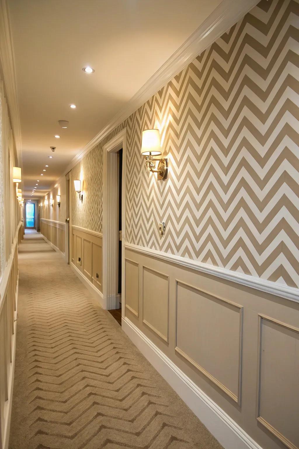 Guide the eye with chevron pattern paneling.