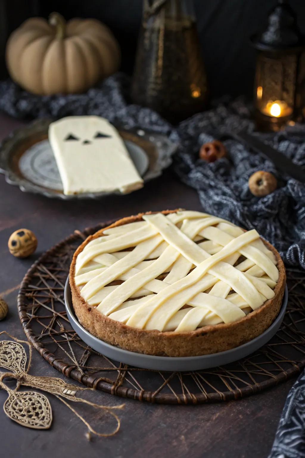 A mummified cheesecake for a touch of ancient spookiness.