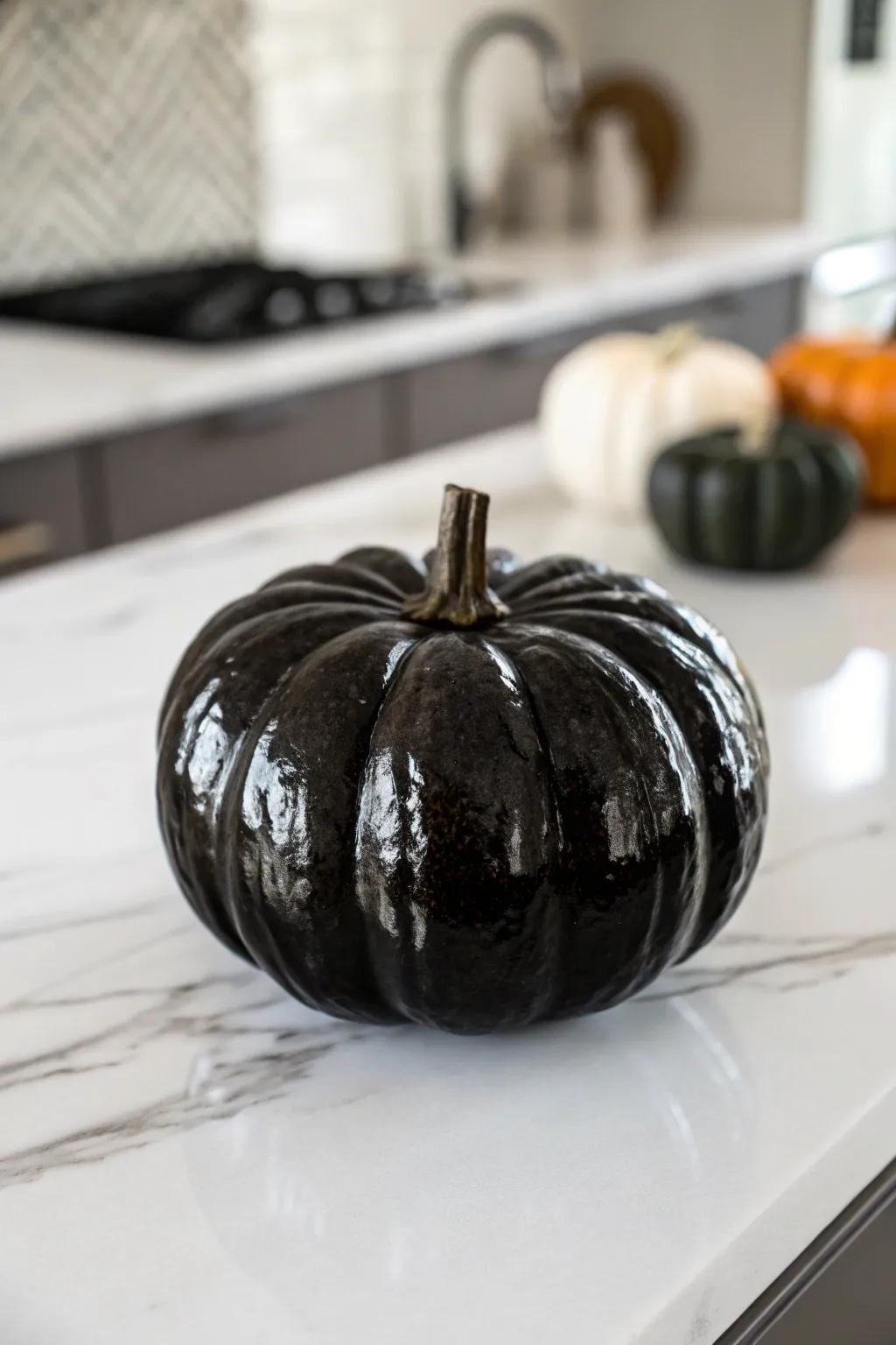 Monochrome elegance makes for a strikingly simple pumpkin design.