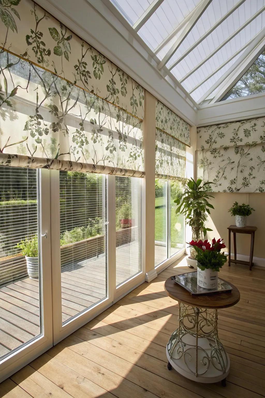 Nature prints connect inside and outside spaces.