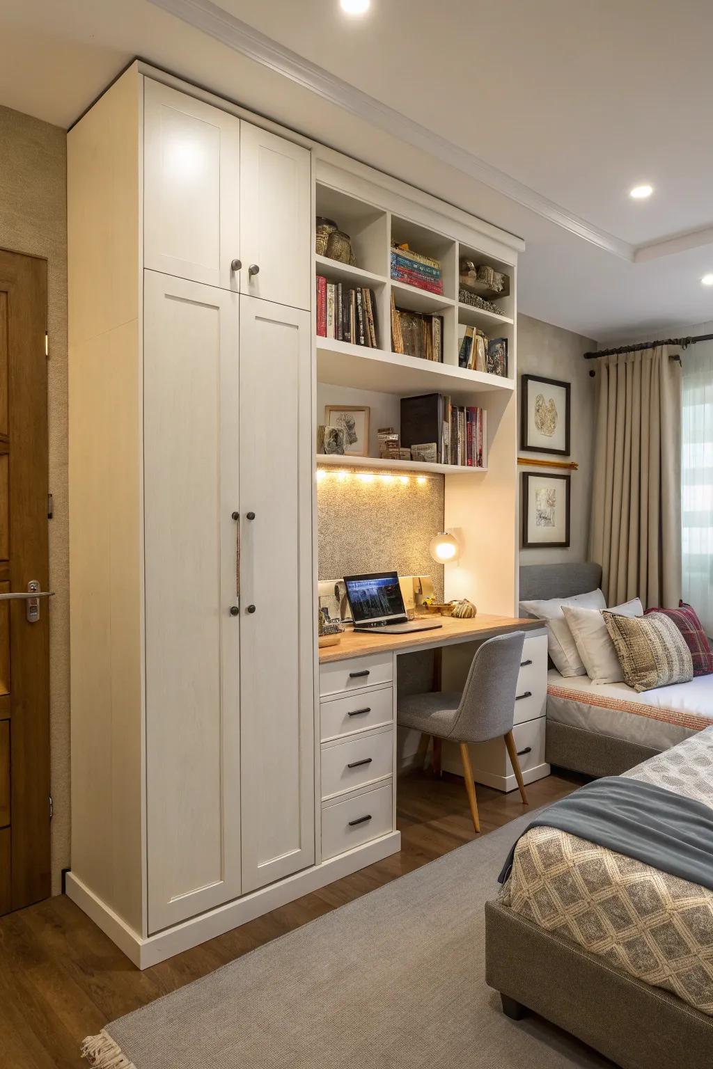 Closets with desks: smart and space-saving.