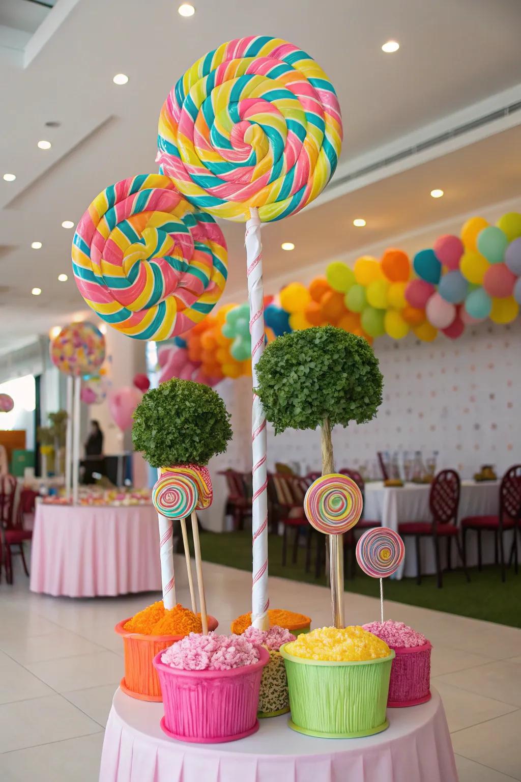 A striking lollipop tree arrangement