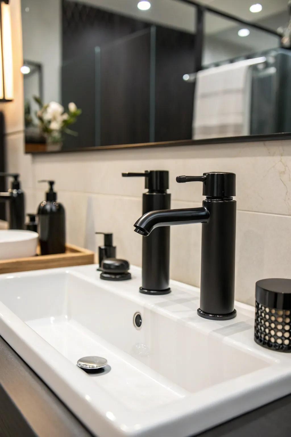 Black fixtures add modern sophistication.