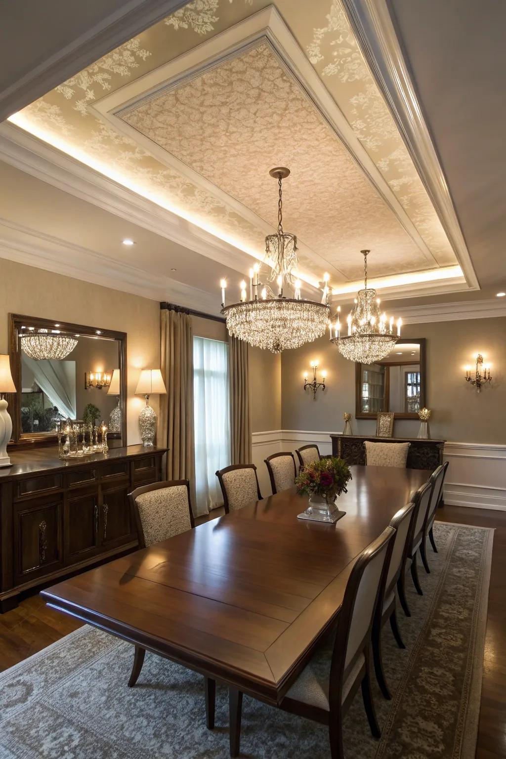 Tray ceilings add sophistication and height.