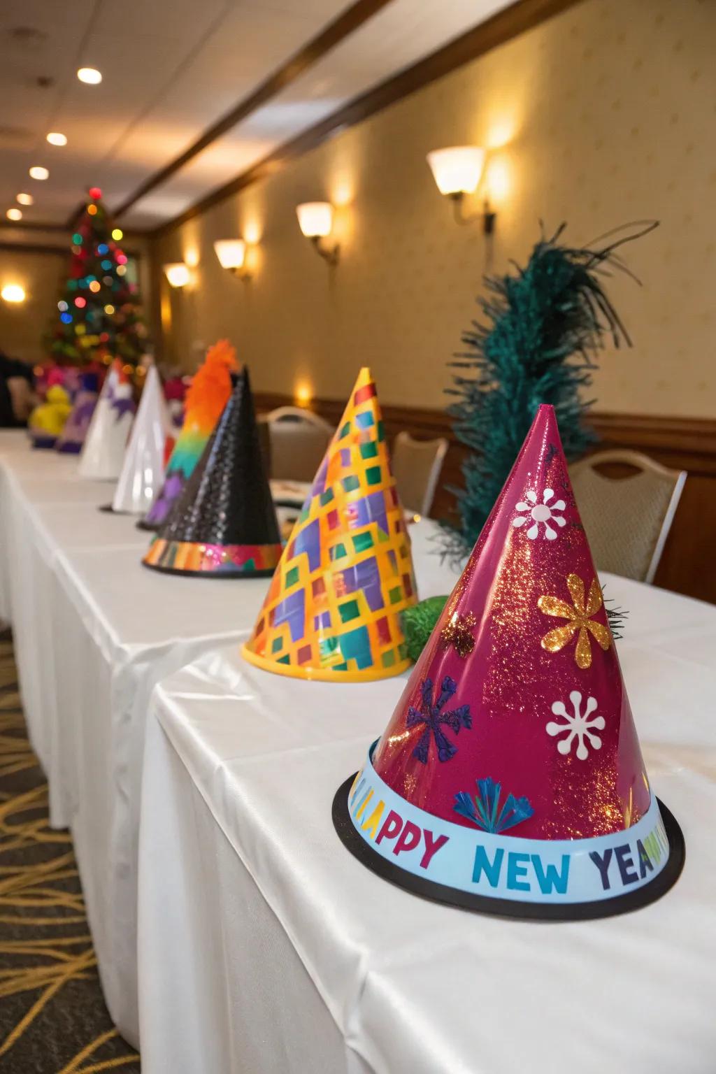 Themed party hats add a playful touch to the celebration.