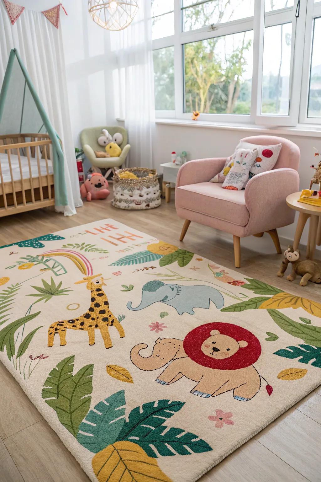 Themed rugs can transport your nursery to a world of imagination.