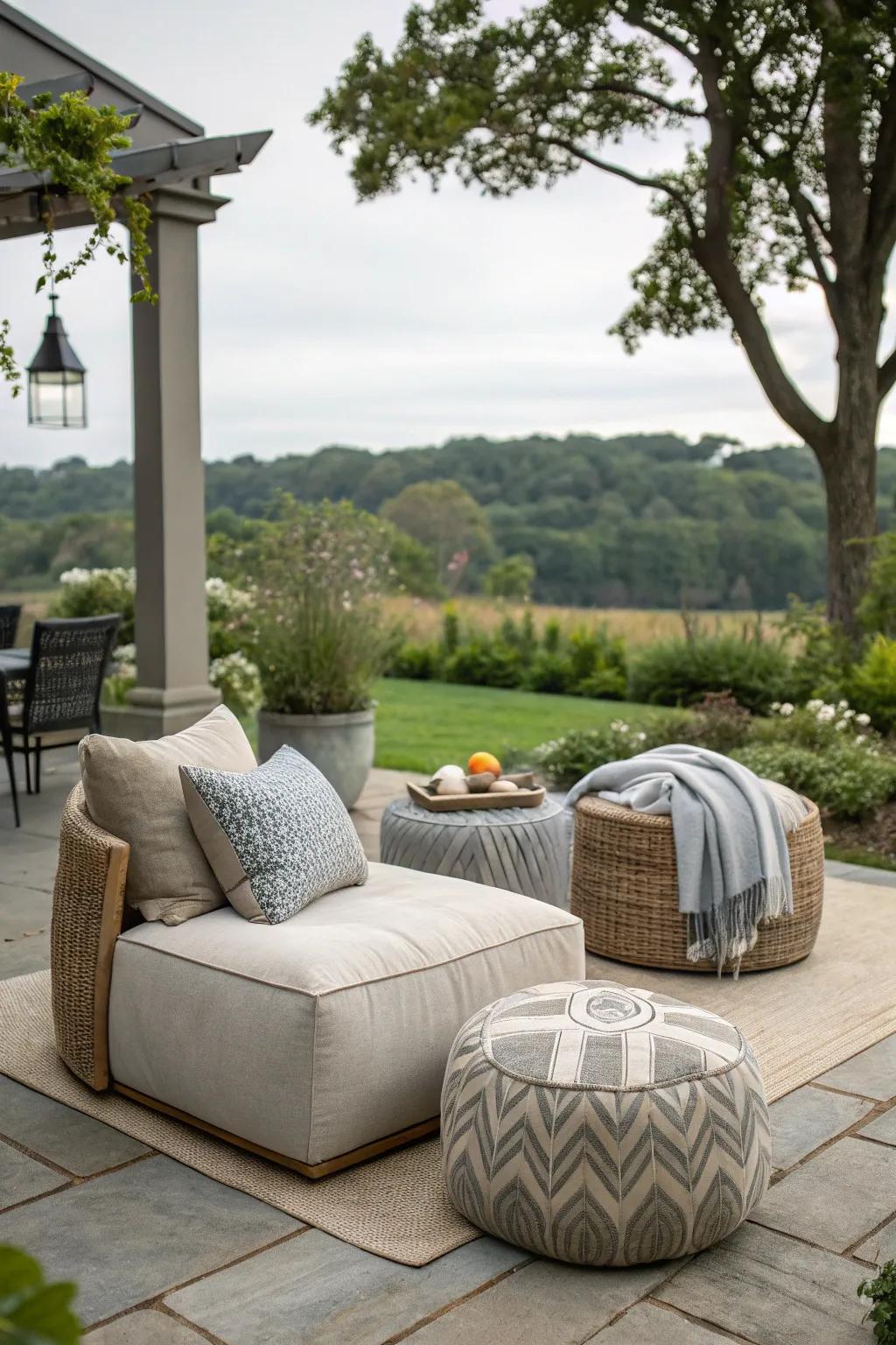 Outdoor ottomans enhancing patio comfort