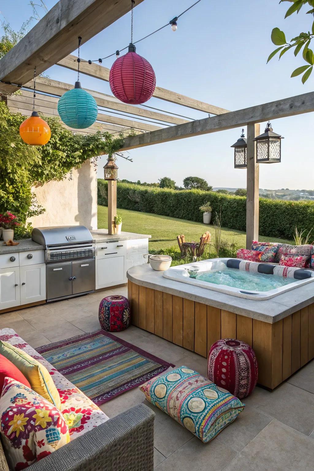 Colorful accents can enliven your outdoor space.