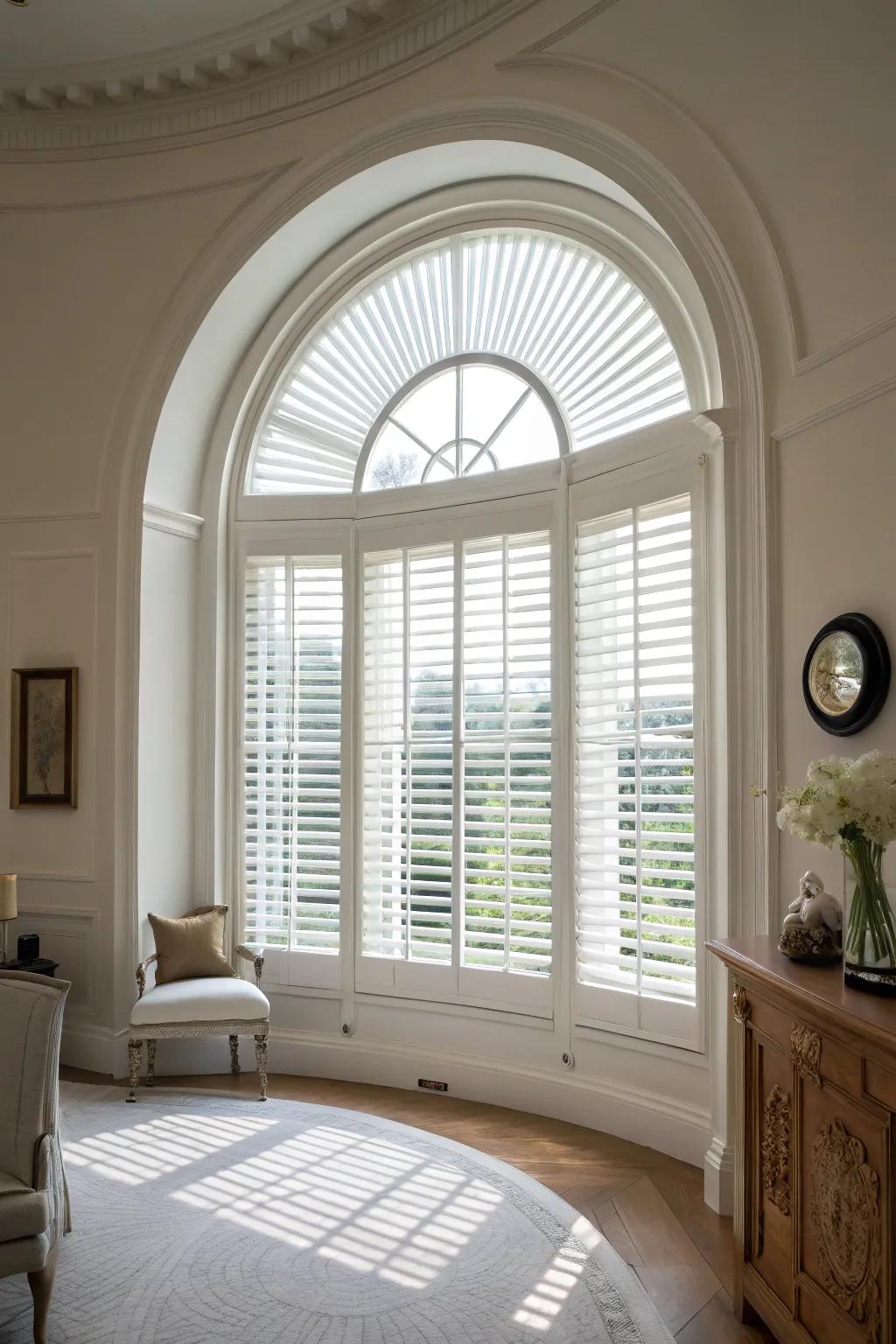 Minimalist blinds emphasize the natural beauty of oval windows.