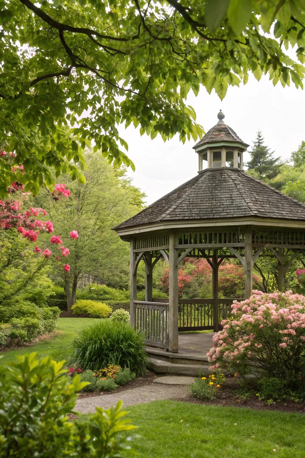 A gazebo transforms your patio into a garden oasis.