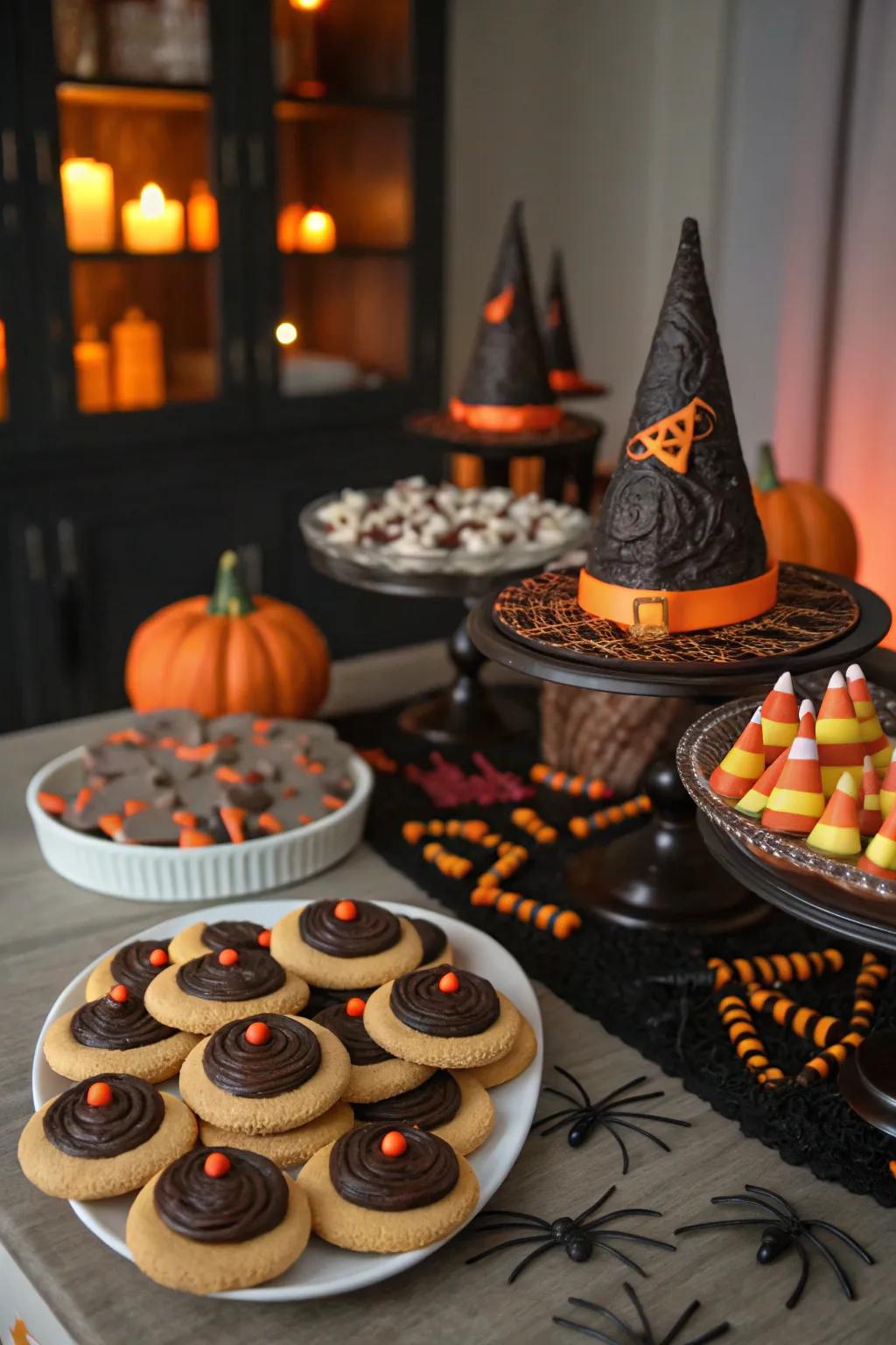 Witch hat snacks add a fun and magical touch.