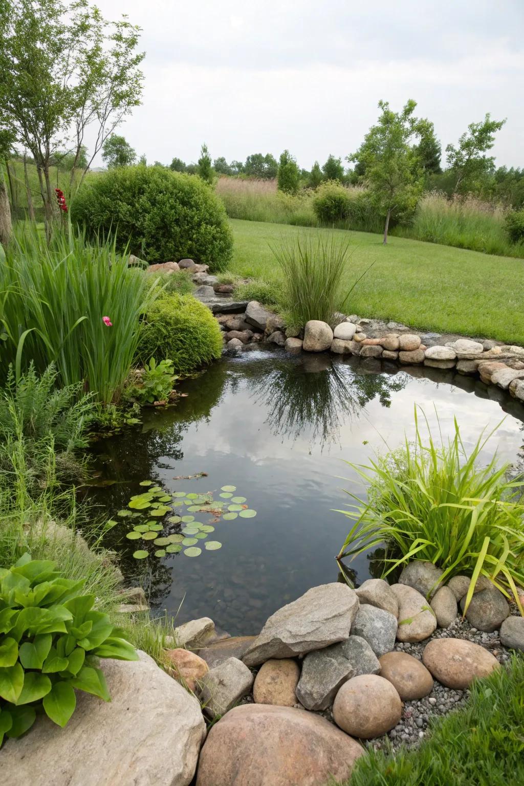 A small pool creates a peaceful and appealing garden element.