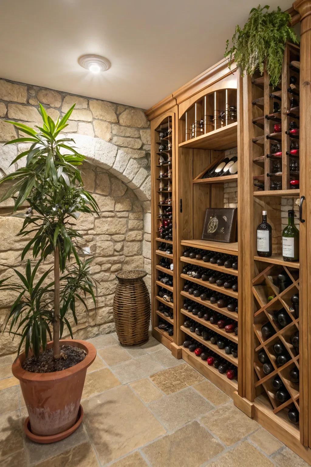 A touch of green brings life to your wine cellar.