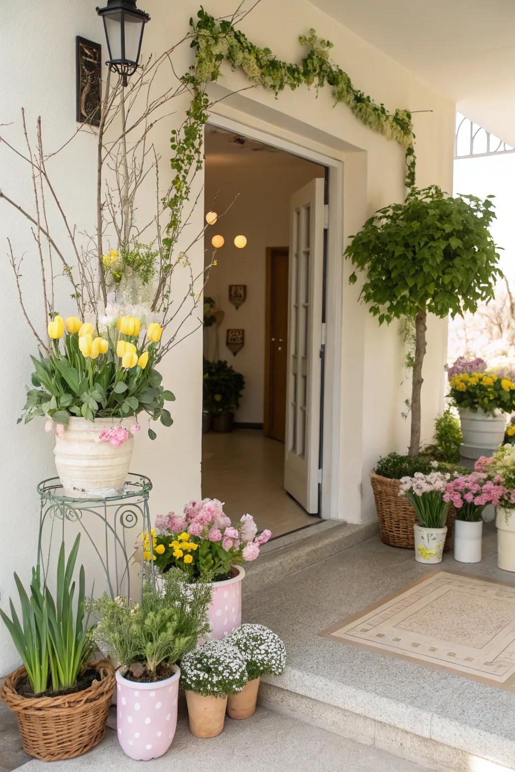 A spring-themed entryway sets a welcoming tone for your home.