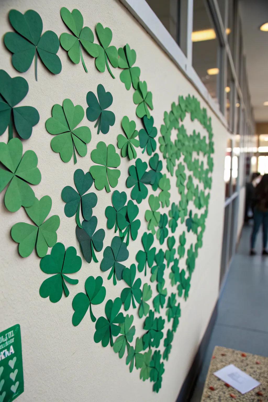 Make a statement with a shamrock wall display.