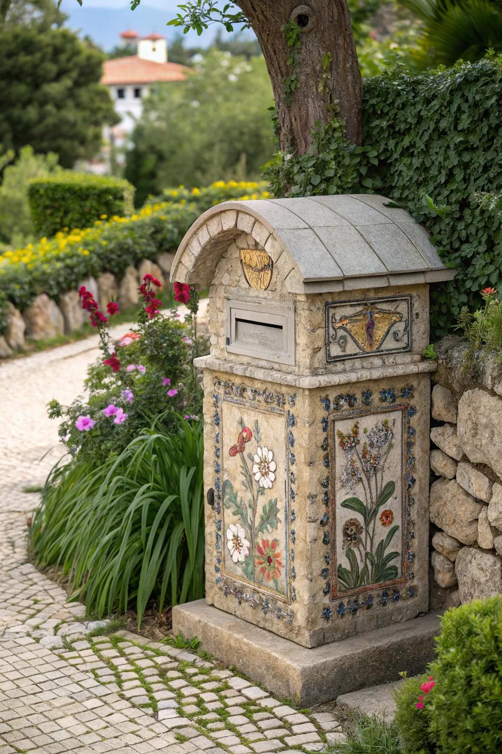 Mosaic patterns turn your mailbox into a work of art.