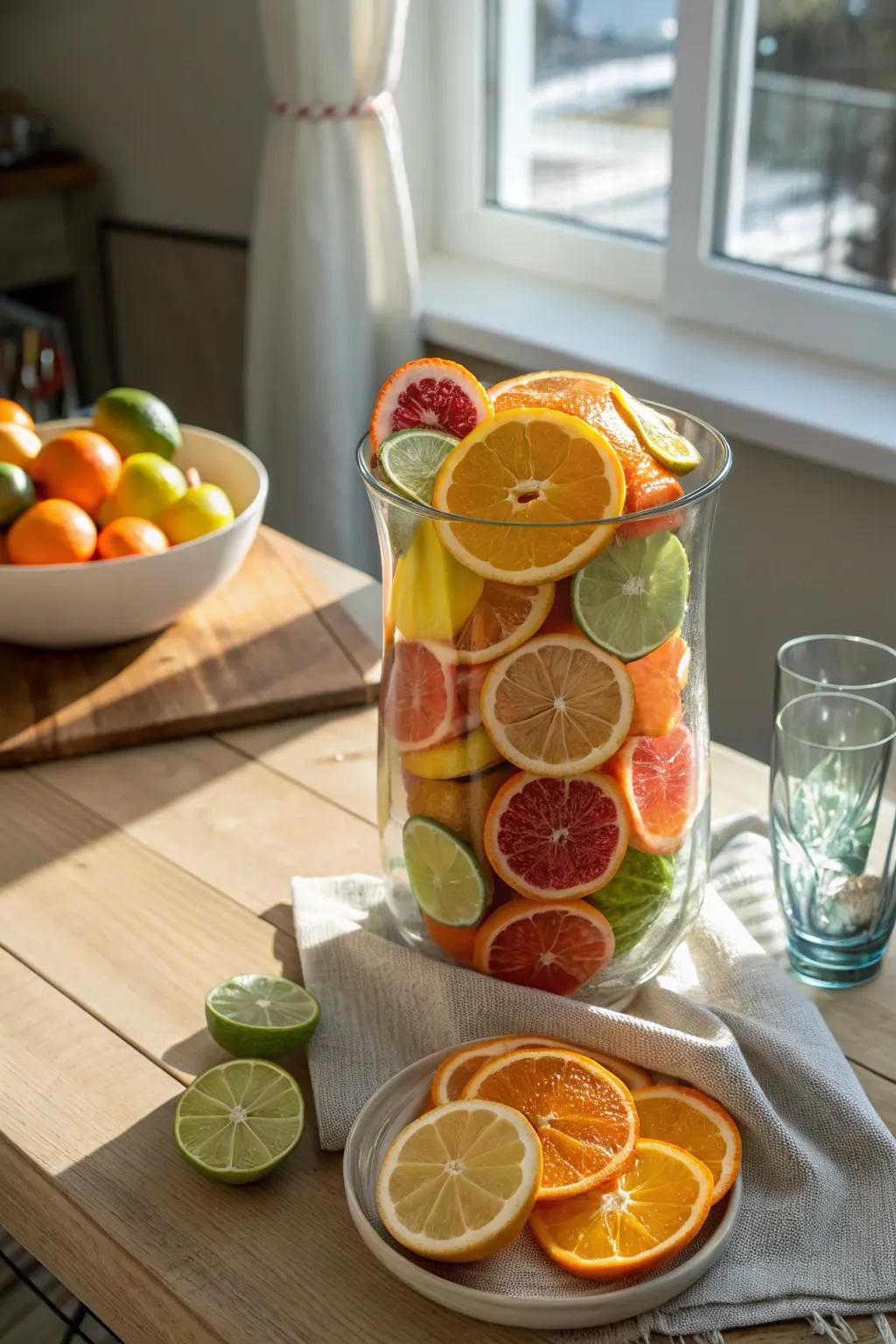 Brighten up your space with fresh sliced citrus.