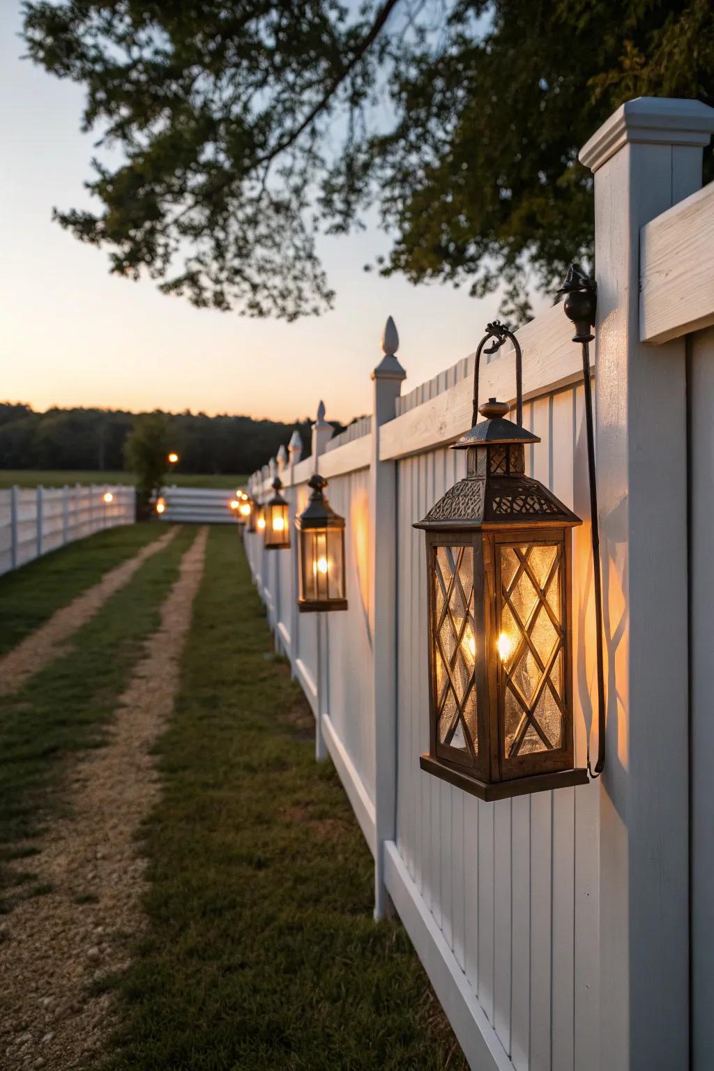 Rustic lanterns add a warm, inviting touch to outdoor settings.