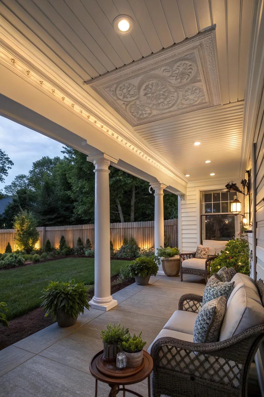Decorative molding on vinyl ceilings adds sophistication.