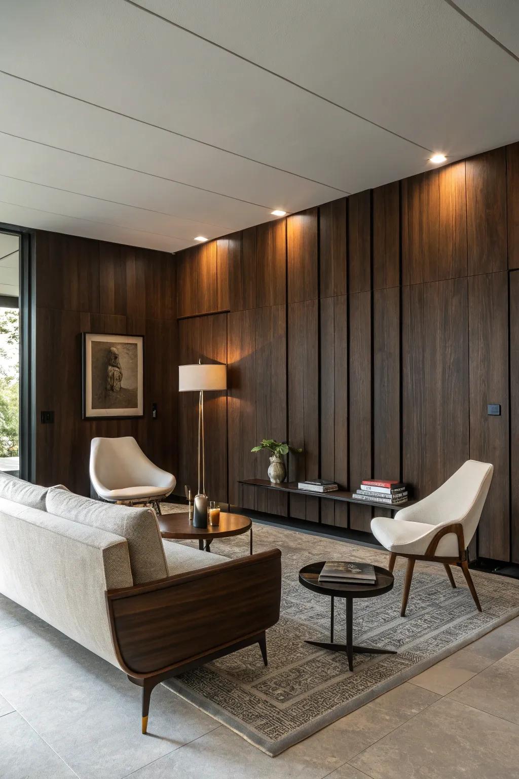 Embrace mid-century modern with dark woods.