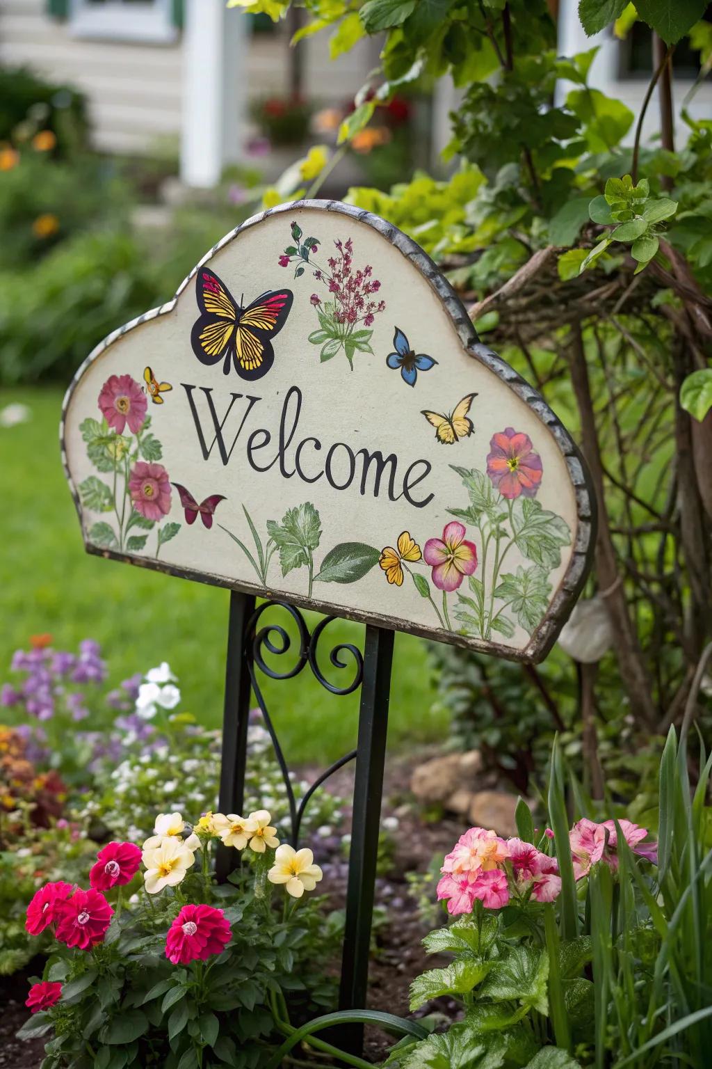 Greet guests with a whimsical garden theme.