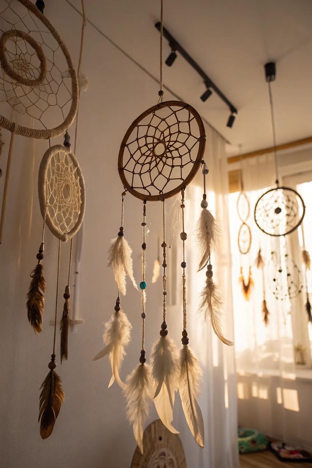 Dreamcatchers and mobiles add movement and whimsy to your space.