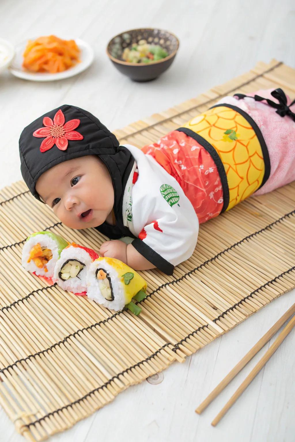 Sushi roll costume that's too cute to eat.