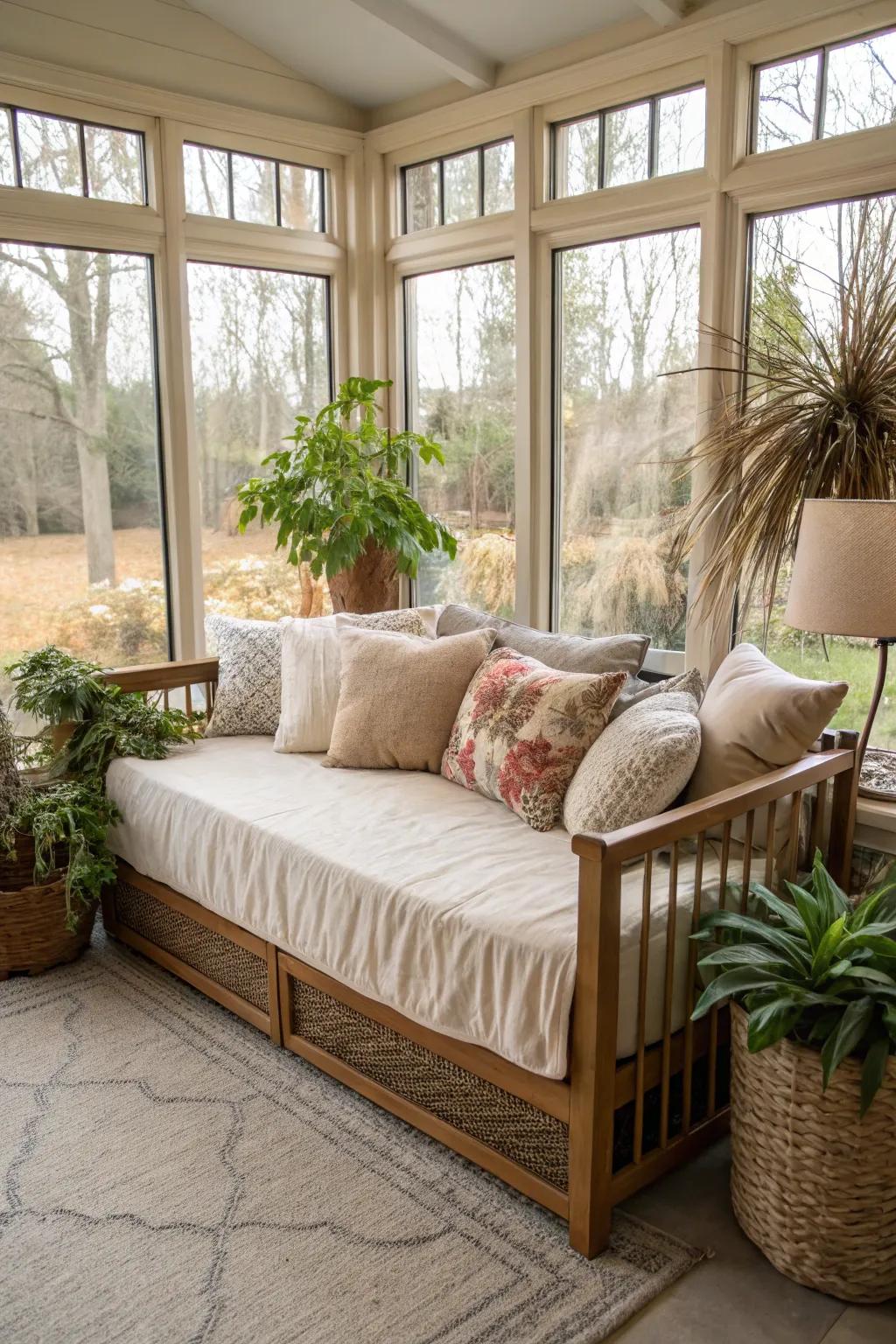 A daybed is perfect for relaxing or reading.