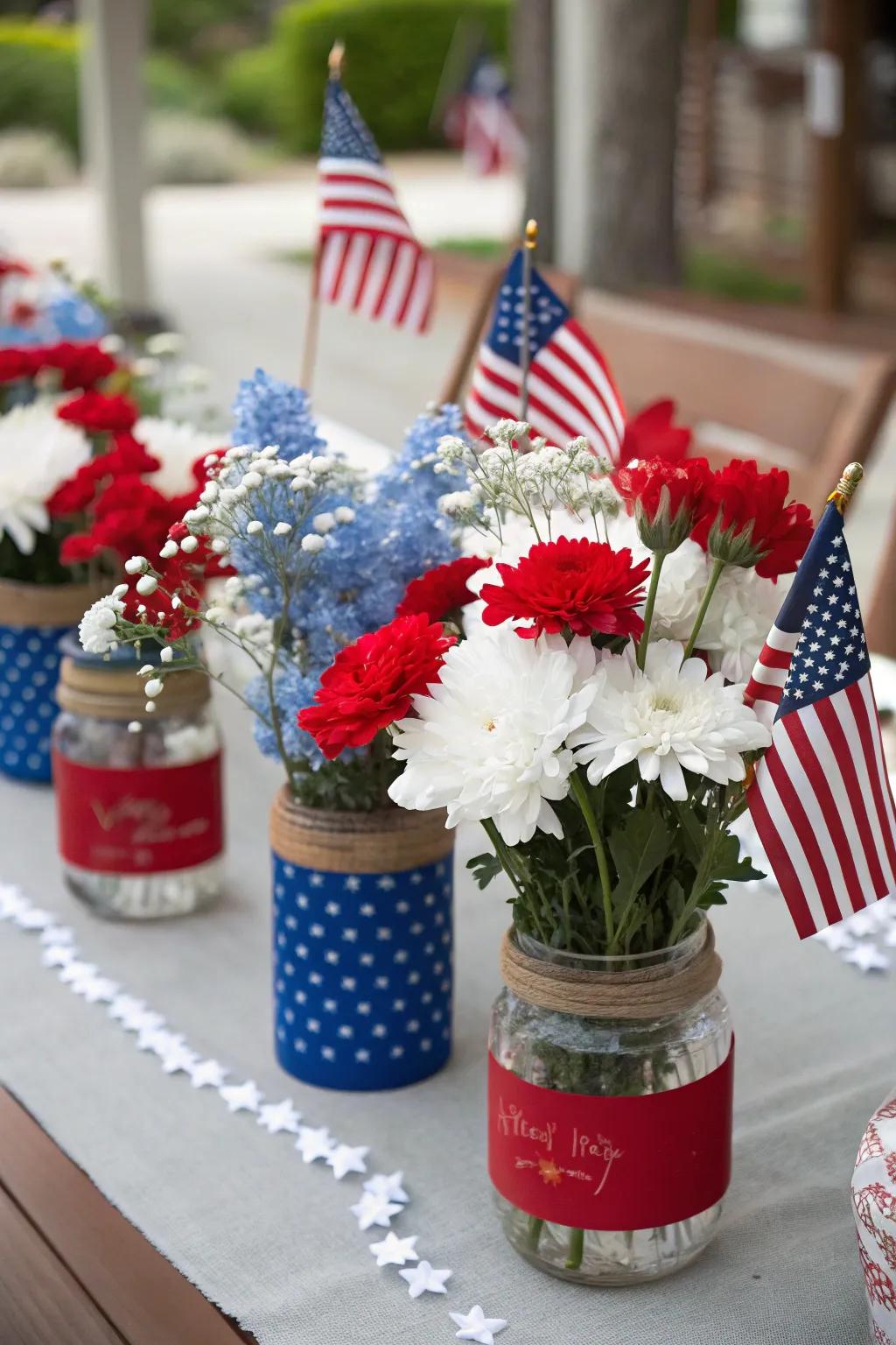 Craft charming centerpieces that celebrate the stars and stripes.