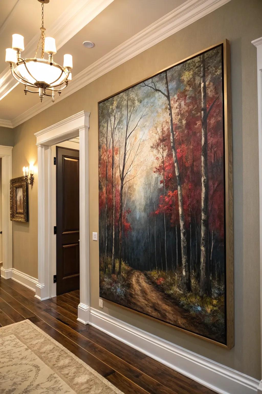 Mystical forest painting enchanting guests at the entry