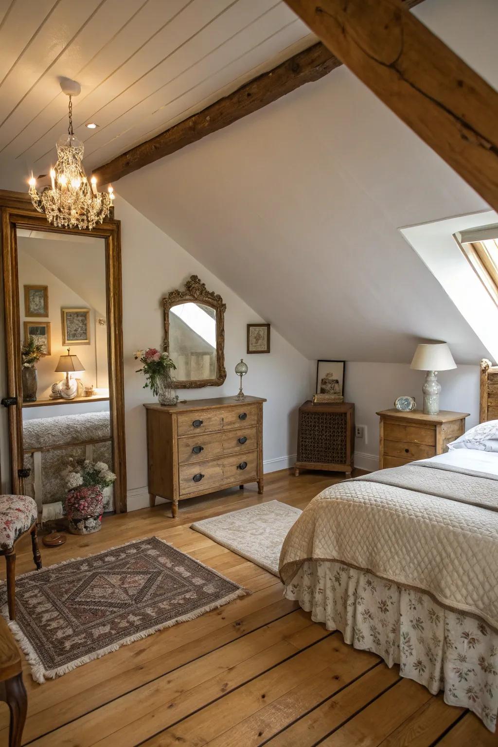 Mirror elements amplify brightness and give the impression of more area.