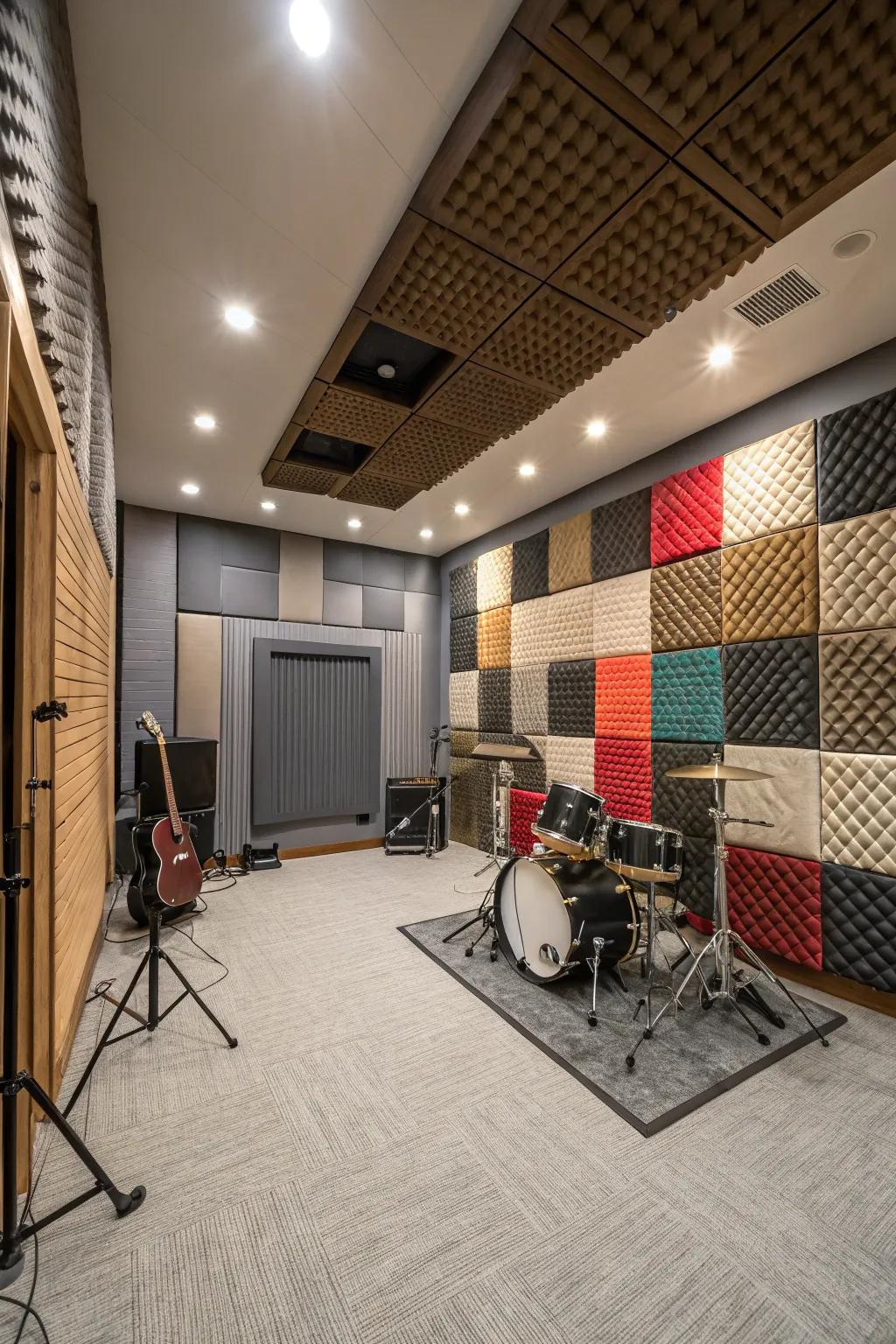 Acoustic panels enhance sound quality.