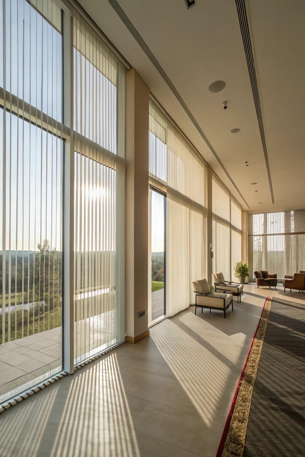 Vertical blinds perfect for large, expansive windows.